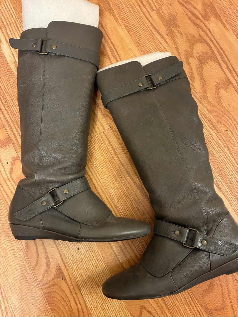 Urban Outfitters Tall Buckle Riding Boots in Olive